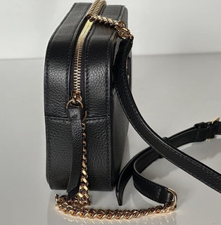 NWT $1325 Versace Virtus Grainy Calf Leather Black Small Shoulder Bag 1005969 IT