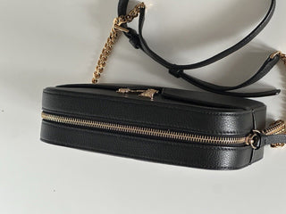 NWT $1325 Versace Virtus Grainy Calf Leather Black Small Shoulder Bag 1005969 IT