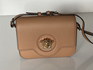 NWT $1550 Versace Medusa Head Leather Caramel Small Shoulder Bag 1008100 IT