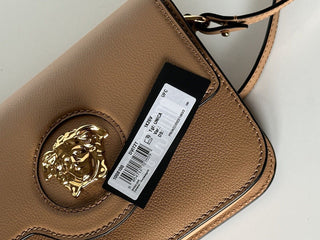 NWT $1550 Versace Medusa Head Leather Caramel Small Shoulder Bag 1008100 IT