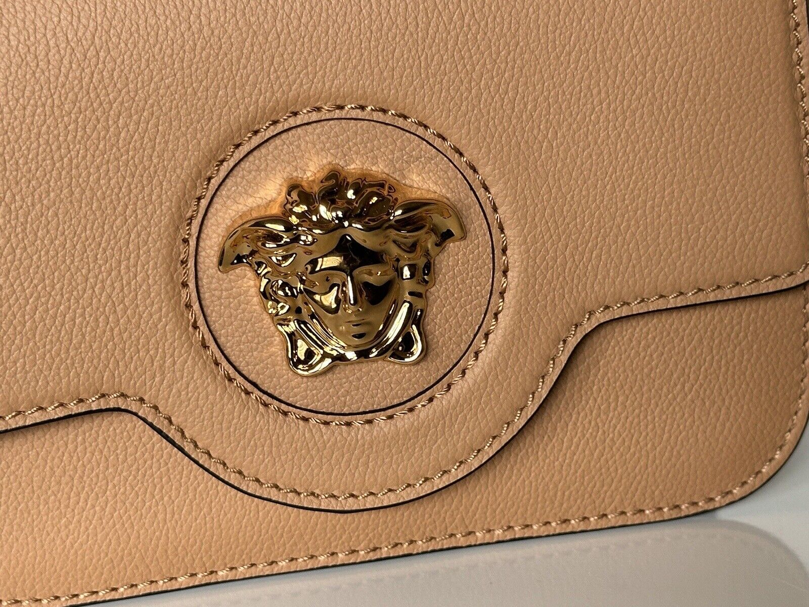 NWT $1550 Versace Medusa Head Leather Caramel Small Shoulder Bag 1008100 IT