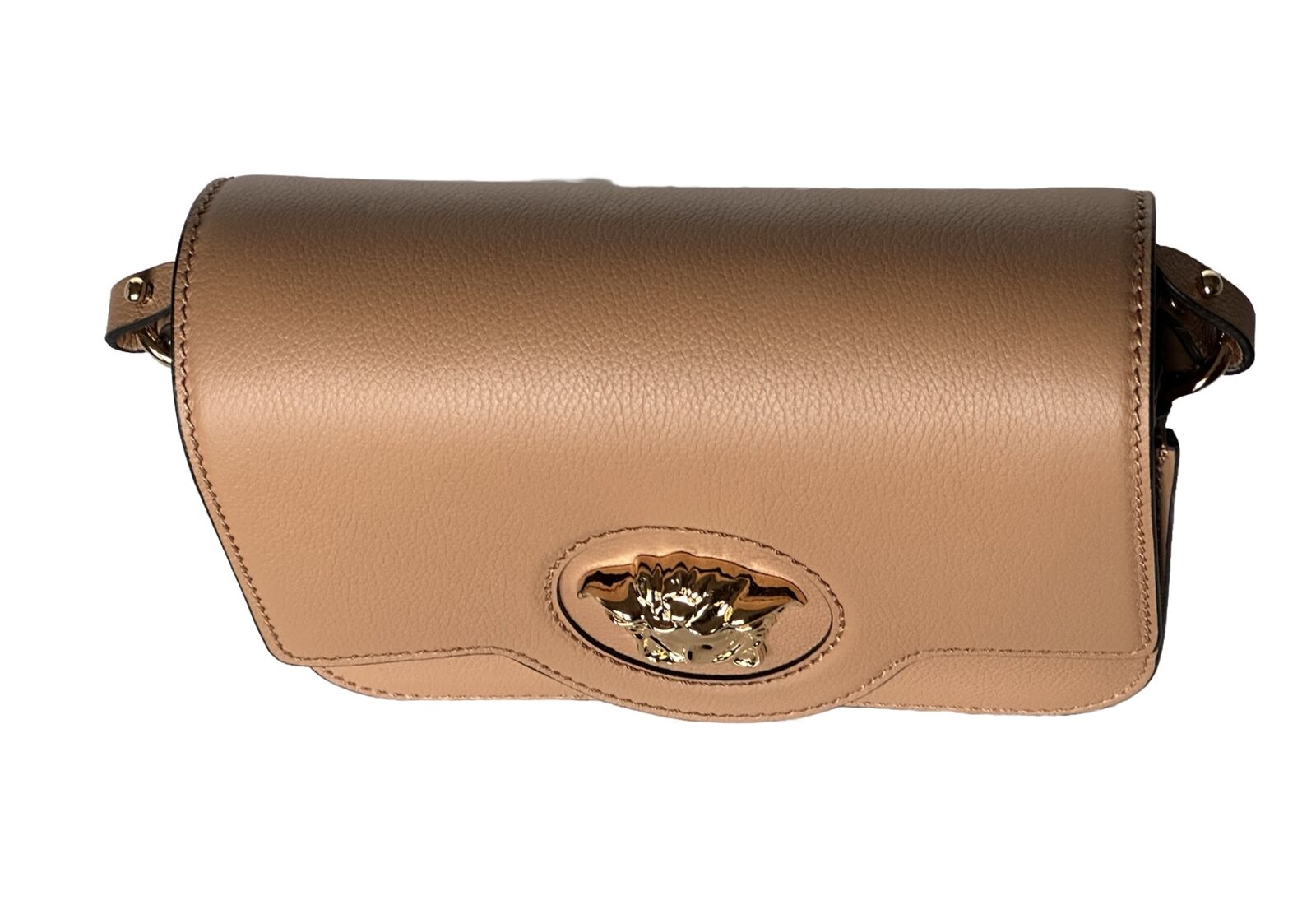 NWT $1550 Versace Medusa Head Leather Caramel Small Shoulder Bag 1008100 IT