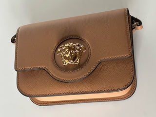 NWT $1550 Versace Medusa Head Leather Caramel Small Shoulder Bag 1008100 IT