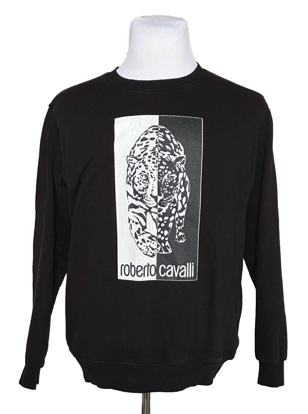 Roberto Cavalli Cotton Black Logo Sweater XL Made in Italy