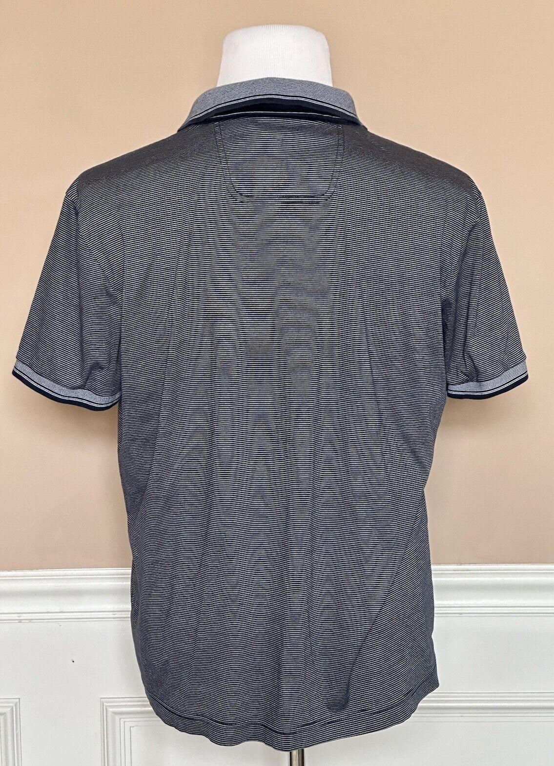 Boss Hugo Boss Green Label Short Sleeve Striped Blue Polo T-Shirt XL