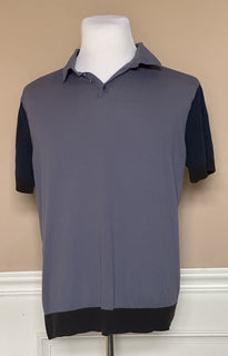 Emporio Armani Short Sleeve Cotton/Silk Blue Polo T-Shirt 2XL (Fits like XL)
