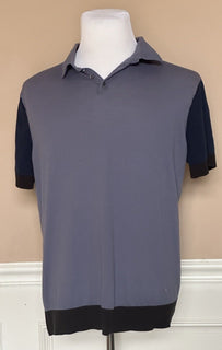 Emporio Armani Short Sleeve Cotton/Silk Blue Polo T-Shirt 2XL (Fits like XL)