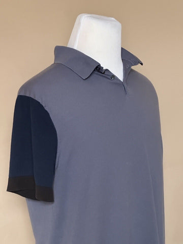 Emporio Armani Short Sleeve Cotton/Silk Blue Polo T-Shirt 2XL (Fits like XL)