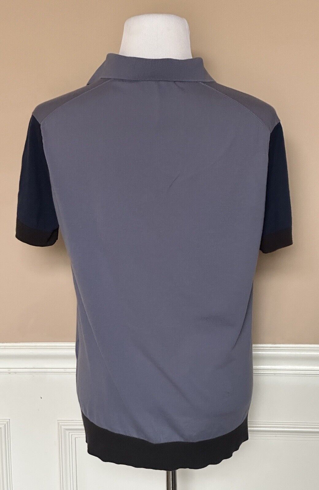 Emporio Armani Short Sleeve Cotton/Silk Blue Polo T-Shirt 2XL (Fits like XL)