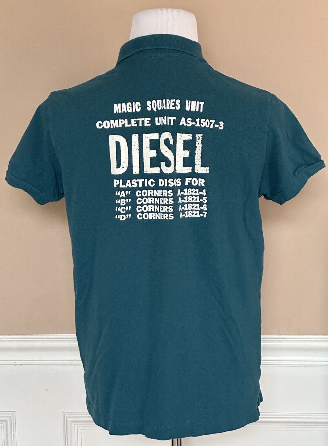 Diesel Logo Short Sleeve Green Polo T-Shirt XL (Fits like Large)