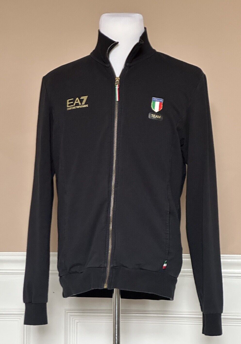 Emporio Armani EA7 Team Italia Mens Sports Jacket Sweatshirt Black XL