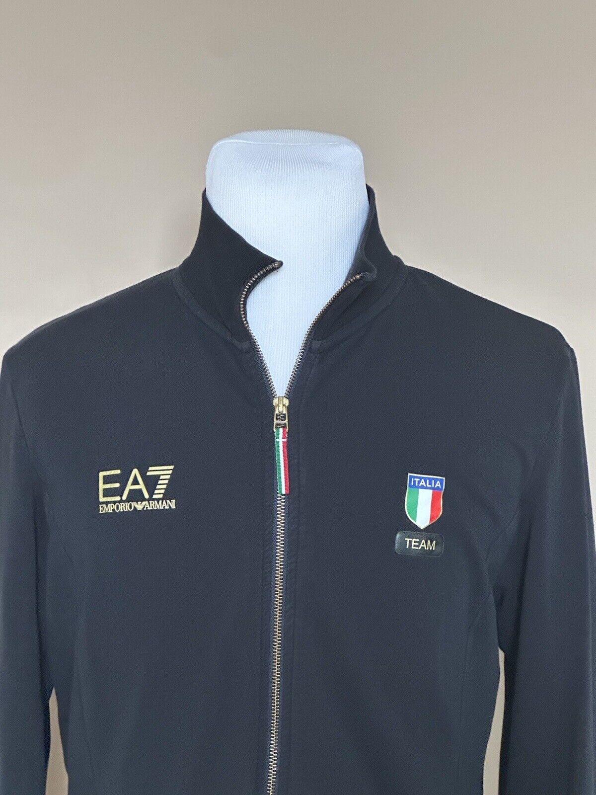 Emporio Armani EA7 Team Italia Mens Sports Jacket Sweatshirt Black XL