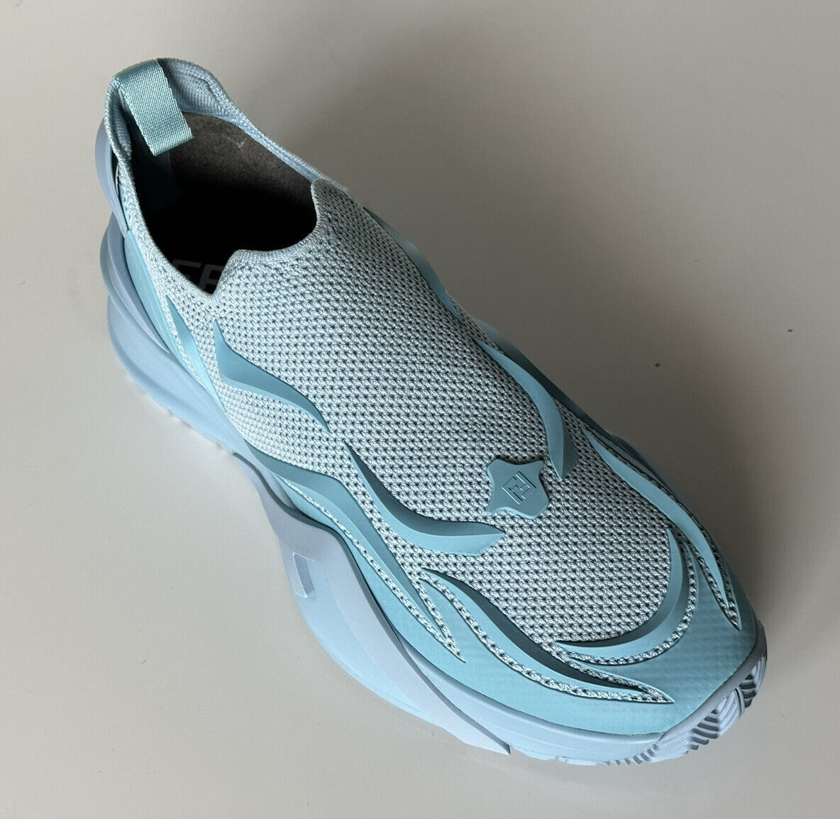 NIB $1050 Fendi Flow Men's Fabric Turquoise Sneakers 10 US (43 Euro) 7E1504 IT