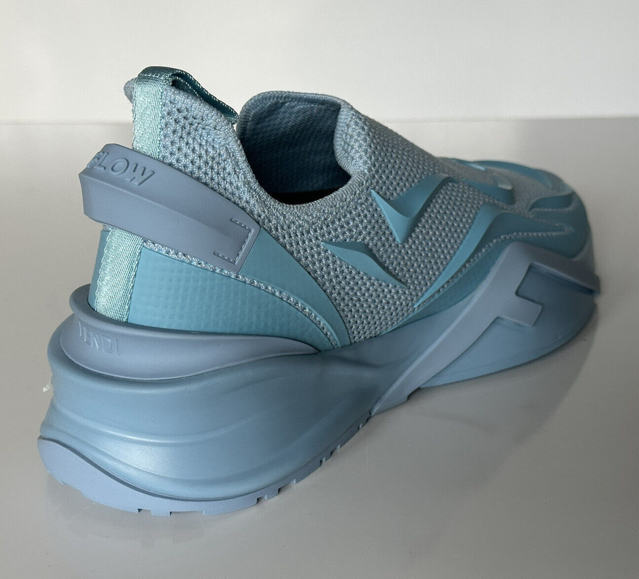 NIB $1050 Fendi Flow Men's Fabric Turquoise Sneakers 10 US (43 Euro) 7E1504 IT