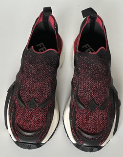 NIB $1050 Fendi Flow Men's Fabric Black/Red Sneakers 12 US (Fendi 11) 7E1504 IT