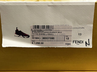 NIB $1050 Fendi Flow Men's Fabric Black/Red Sneakers 14 US (Fendi 13) 7E1504 IT
