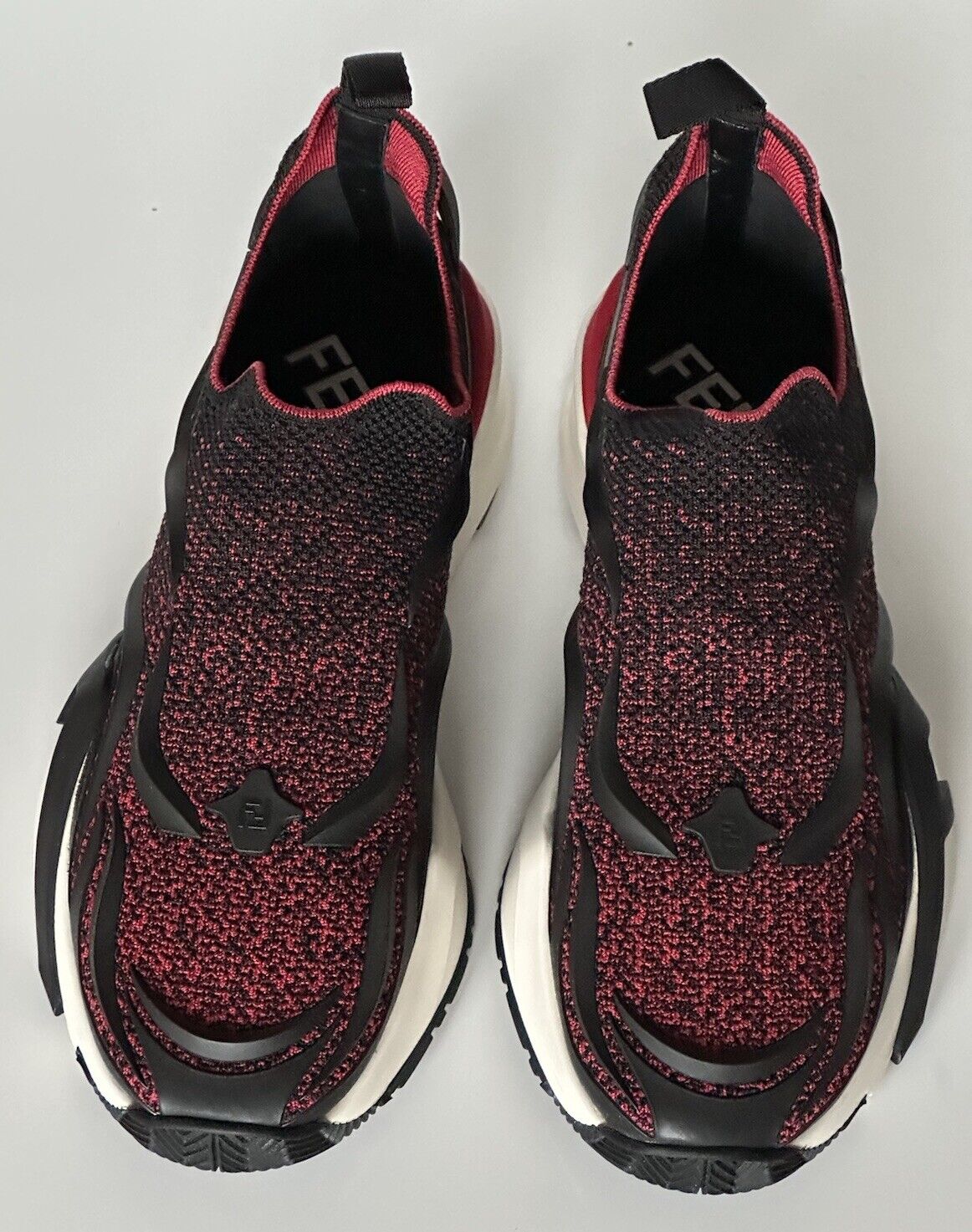 NIB $1050 Fendi Flow Men's Fabric Black/Red Sneakers 14 US (Fendi 13) 7E1504 IT