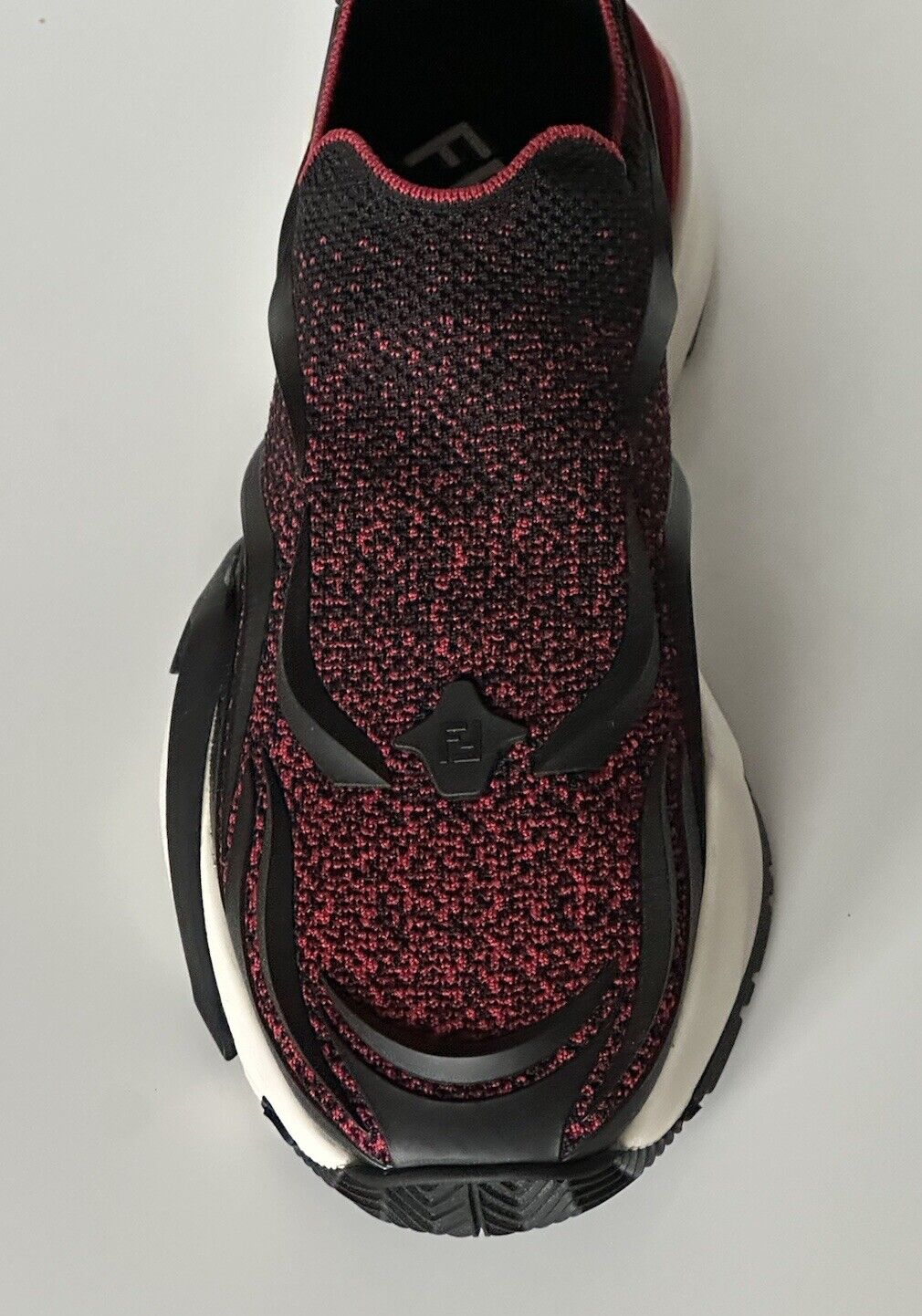NIB $1050 Fendi Flow Men's Fabric Black/Red Sneakers 14 US (Fendi 13) 7E1504 IT