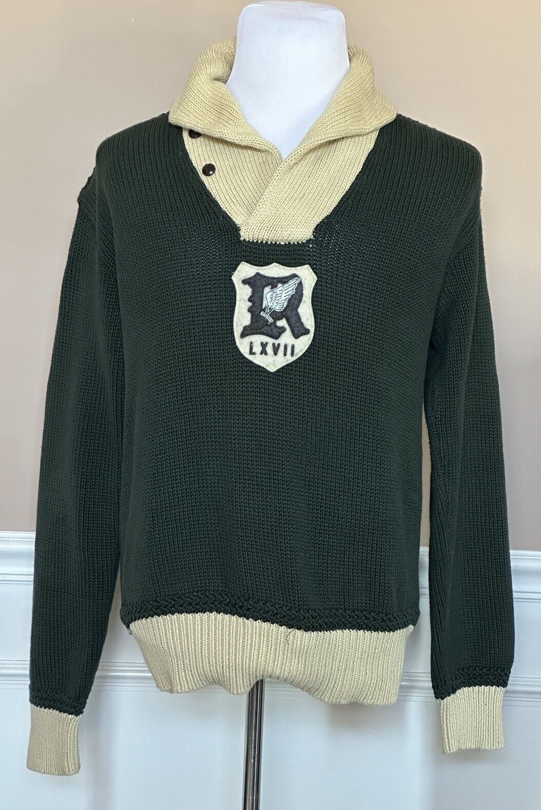 Polo Ralph Lauren Men's Knit  Cotton Modern Sweater Green Large