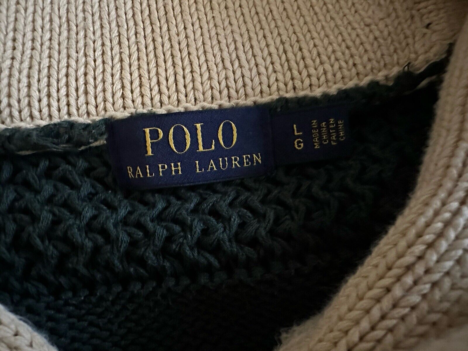 Polo Ralph Lauren Men's Knit  Cotton Modern Sweater Green Large