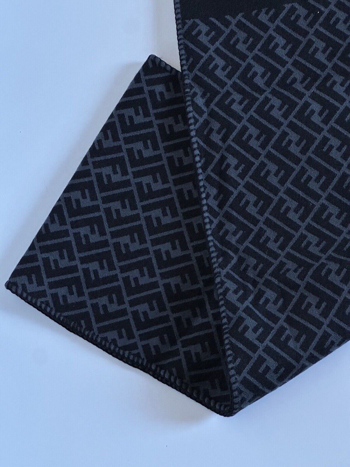 NWT $630 Fendi FF Logo Wool/Silk Black Scarf 12W x 70L FXS124AFH8 IT