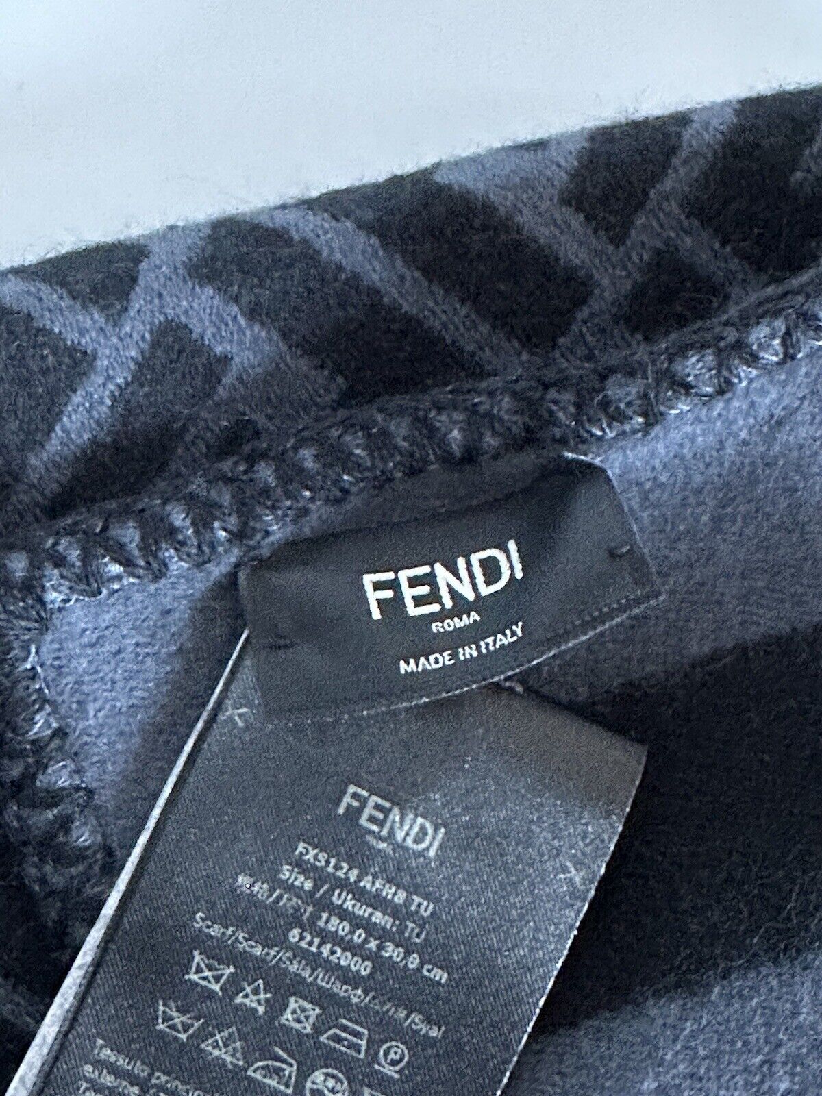 NWT $630 Fendi FF Logo Wool/Silk Black Scarf 12W x 70L FXS124AFH8 IT