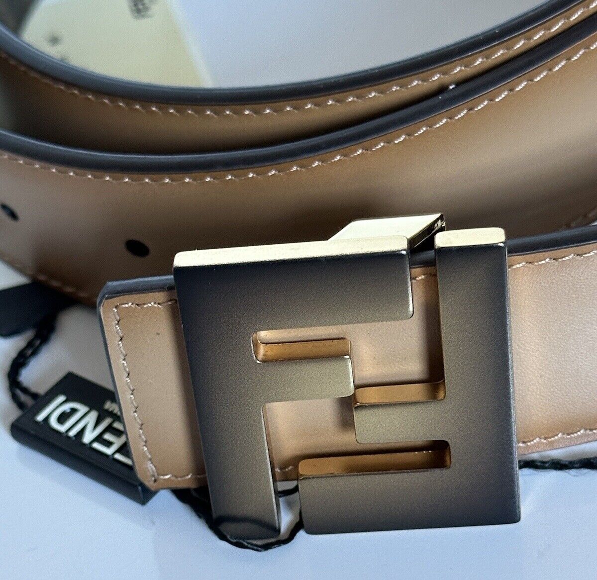 NIB $630 Fendi FF Calf Leather Black&Brown Reversible Belt 105/42 7C0468F Italy