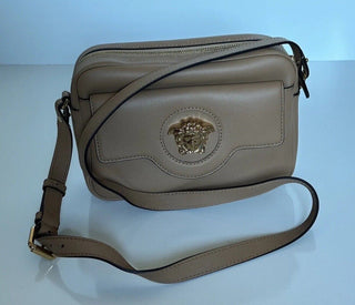 NWT $1400 Versace Medusa Head Calf Leather Caramel Medium Shoulder Bag 1008102