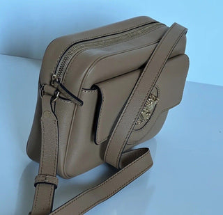 NWT $1400 Versace Medusa Head Calf Leather Caramel Medium Shoulder Bag 1008102
