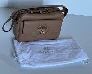 NWT $1400 Versace Medusa Head Calf Leather Caramel Medium Shoulder Bag 1008102