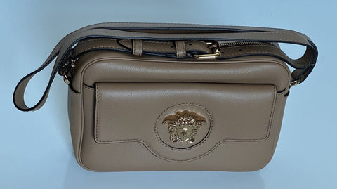 NWT $1400 Versace Medusa Head Calf Leather Caramel Medium Shoulder Bag 1008102