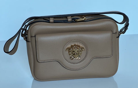 NWT $1400 Versace Medusa Head Calf Leather Caramel Medium Shoulder Bag 1008102