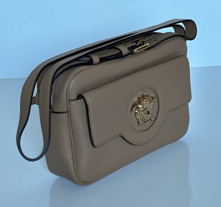 NWT $1400 Versace Medusa Head Calf Leather Caramel Medium Shoulder Bag 1008102