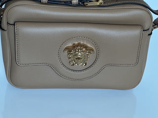 NWT $1400 Versace Medusa Head Calf Leather Caramel Medium Shoulder Bag 1008102