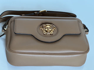 NWT $1400 Versace Medusa Head Calf Leather Caramel Medium Shoulder Bag 1008102
