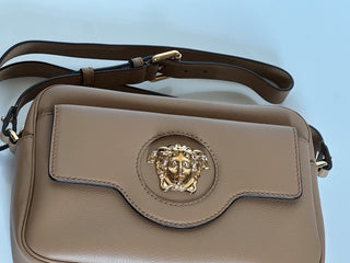 NWT $1400 Versace Medusa Head Calf Leather Caramel Medium Shoulder Bag 1008102