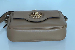 NWT $1400 Versace Medusa Head Calf Leather Caramel Medium Shoulder Bag 1008102