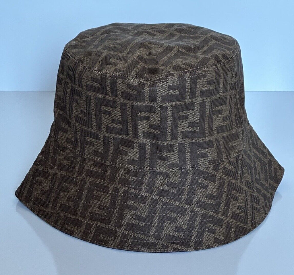 NWT $520 Fendi FF Woven Fabric Brown Bucket Hat Made in Italy Large FXQ200