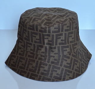 NWT $520 Fendi FF Woven Fabric Brown Bucket Hat Made in Italy Large FXQ200
