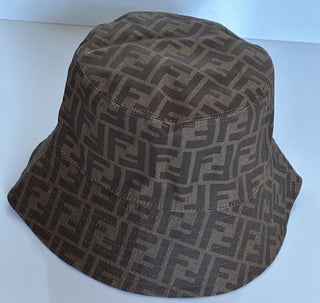 NWT $520 Fendi FF Woven Fabric Brown Bucket Hat Made in Italy Large FXQ200
