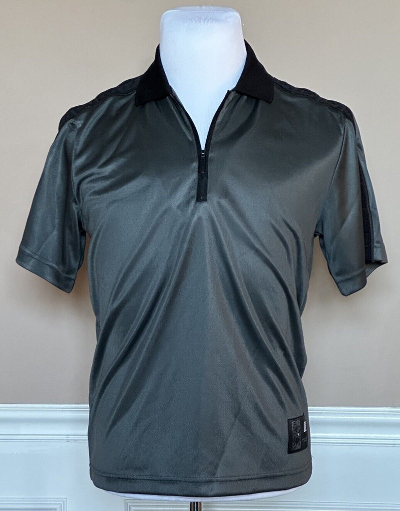 NWT $670 Fendi FF Logo Print Gray Polo Shirt Small FAF641 Made in Italy