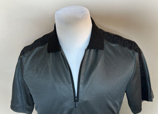NWT $670 Fendi FF Logo Print Gray Polo Shirt Small FAF641 Made in Italy