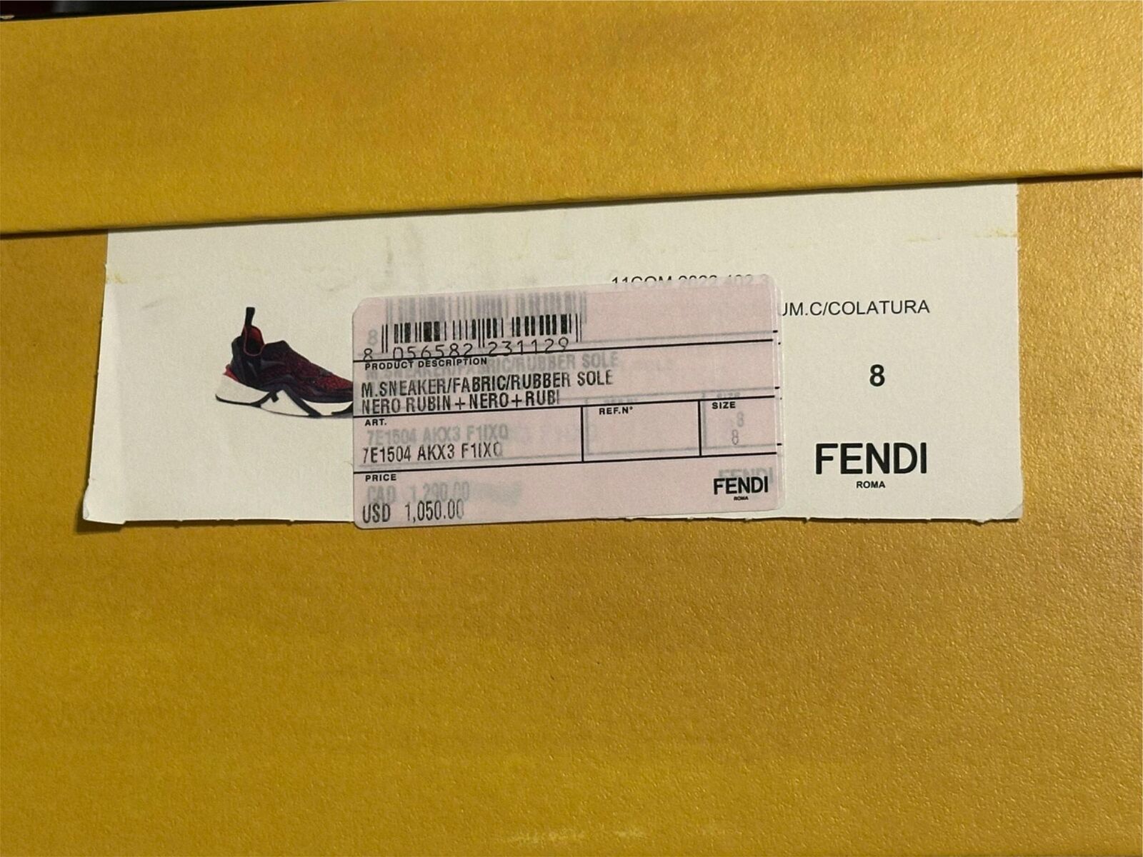 NIB 1050 Fendi Flow Men's Fabric Black/Red Sneakers 9 US (Fendi 8) 7E1504 Italy