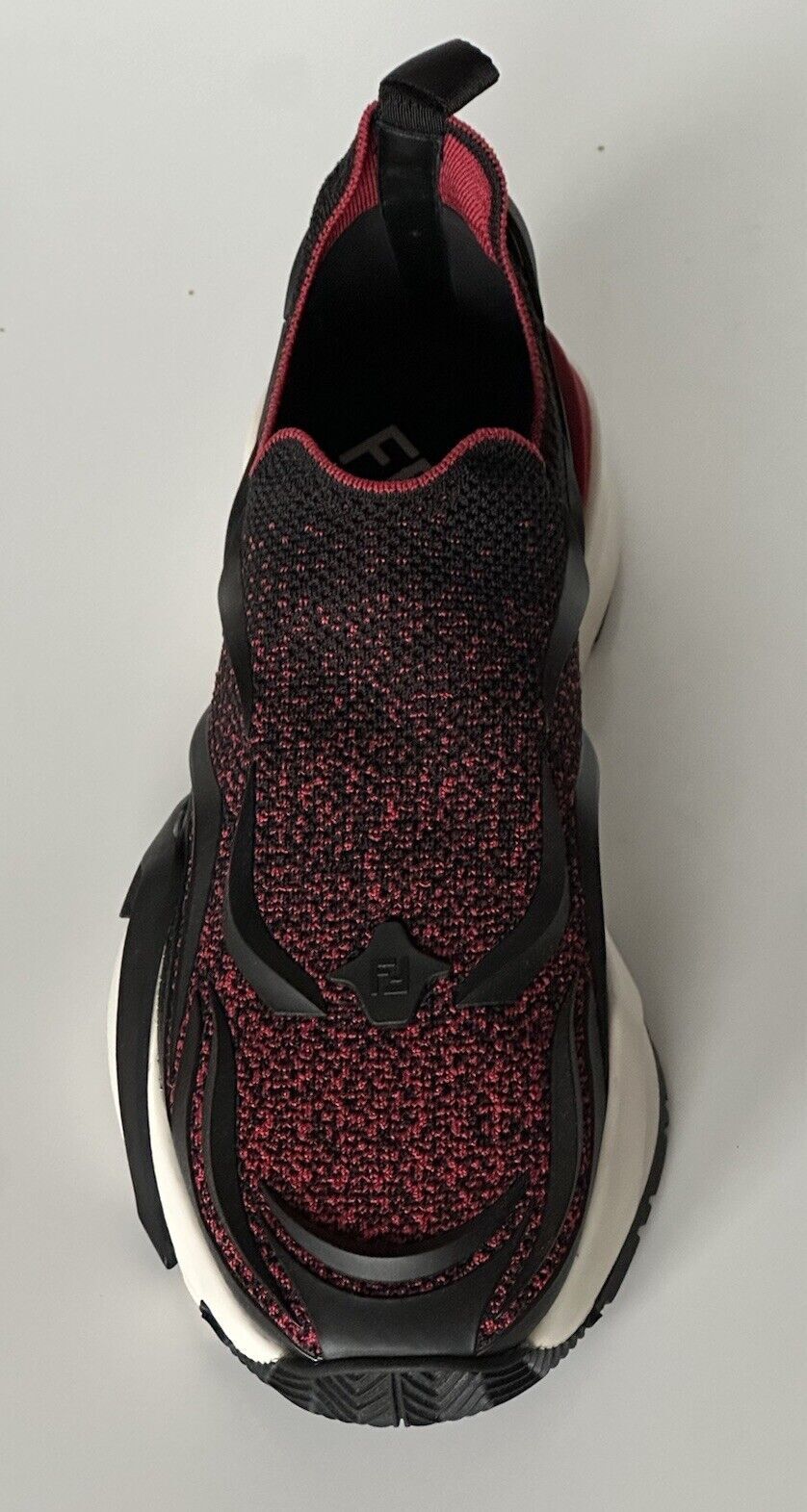 NIB 1050 Fendi Flow Men's Fabric Black/Red Sneakers 9 US (Fendi 8) 7E1504 Italy