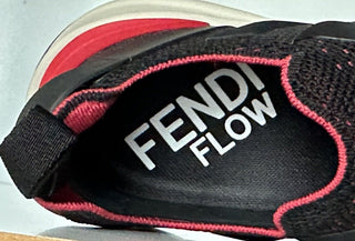 NIB 1050 Fendi Flow Men's Fabric Black/Red Sneakers 11 US (Fendi 10) 7E1504 IT