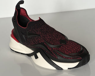 NIB 1050 Fendi Flow Men's Fabric Black/Red Sneakers 11 US (Fendi 10) 7E1504 IT