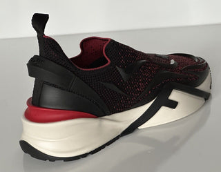 NIB 1050 Fendi Flow Men's Fabric Black/Red Sneakers 11 US (Fendi 10) 7E1504 IT