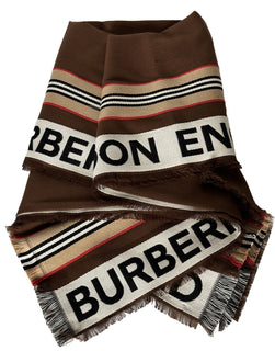 NWT $470 Burberry Cotton Scarf  Dark Birch Brown 185 cm x 100 cm 8067362 Italy