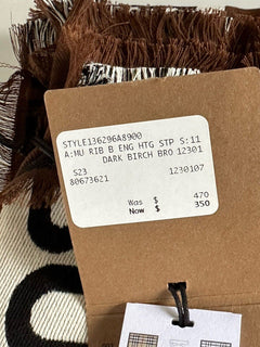 NWT $470 Burberry Cotton Scarf  Dark Birch Brown 185 cm x 100 cm 8067362 Italy