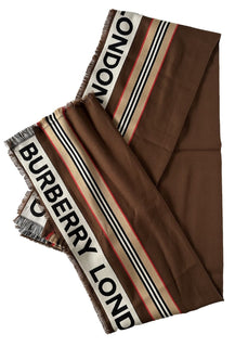 NWT $470 Burberry Cotton Scarf  Dark Birch Brown 185 cm x 100 cm 8067362 Italy